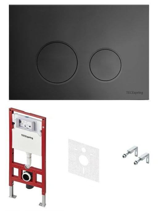 Инсталляция TECEspring S401115 4 в 1 с чёрной кнопкой смыва
