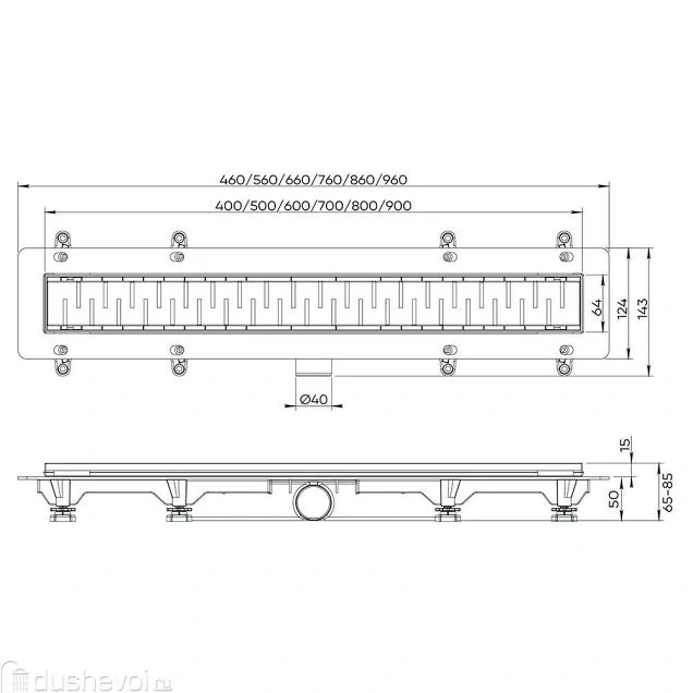 Душевой лоток Veconi Stesso Line B 700 VSL700B решетка матовый черный, с сифоном