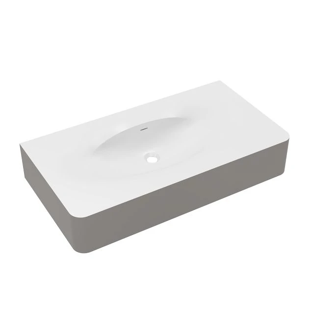 Раковина Каприз (Caprise) VCB-4CA100MWLG, Corian, цвет белый матовый + светло-серый матовый