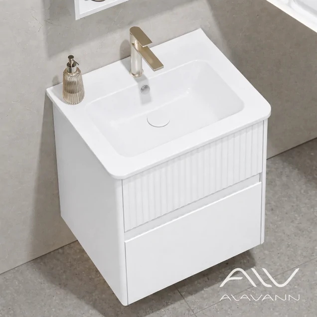 Тумба с раковиной Alavann Wave 60 белая (ум. Nikson 60)