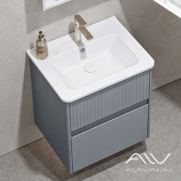 Тумба с раковиной Alavann Wave 60 голубой деним (ум. Nikson 60)