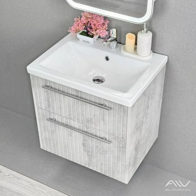 Тумба с раковиной Alavann Emma 60 серый бетон (ум. Como 60)