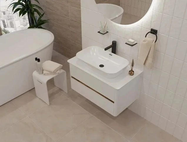 Тумба со столешницей МОНРО/Monro 80П (800х420х450) 2я белый стекло