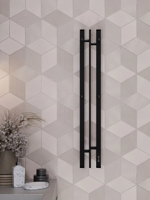 Полотенцесушитель электрический APEXTERMO Дельта DL10181BM 800x100 с крючками, черный матовый