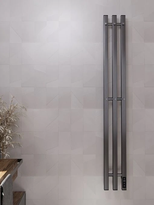 Полотенцесушитель электрический APEXTERMO Сириус SR10112GN 1100x120 с крючками, оружейная сталь